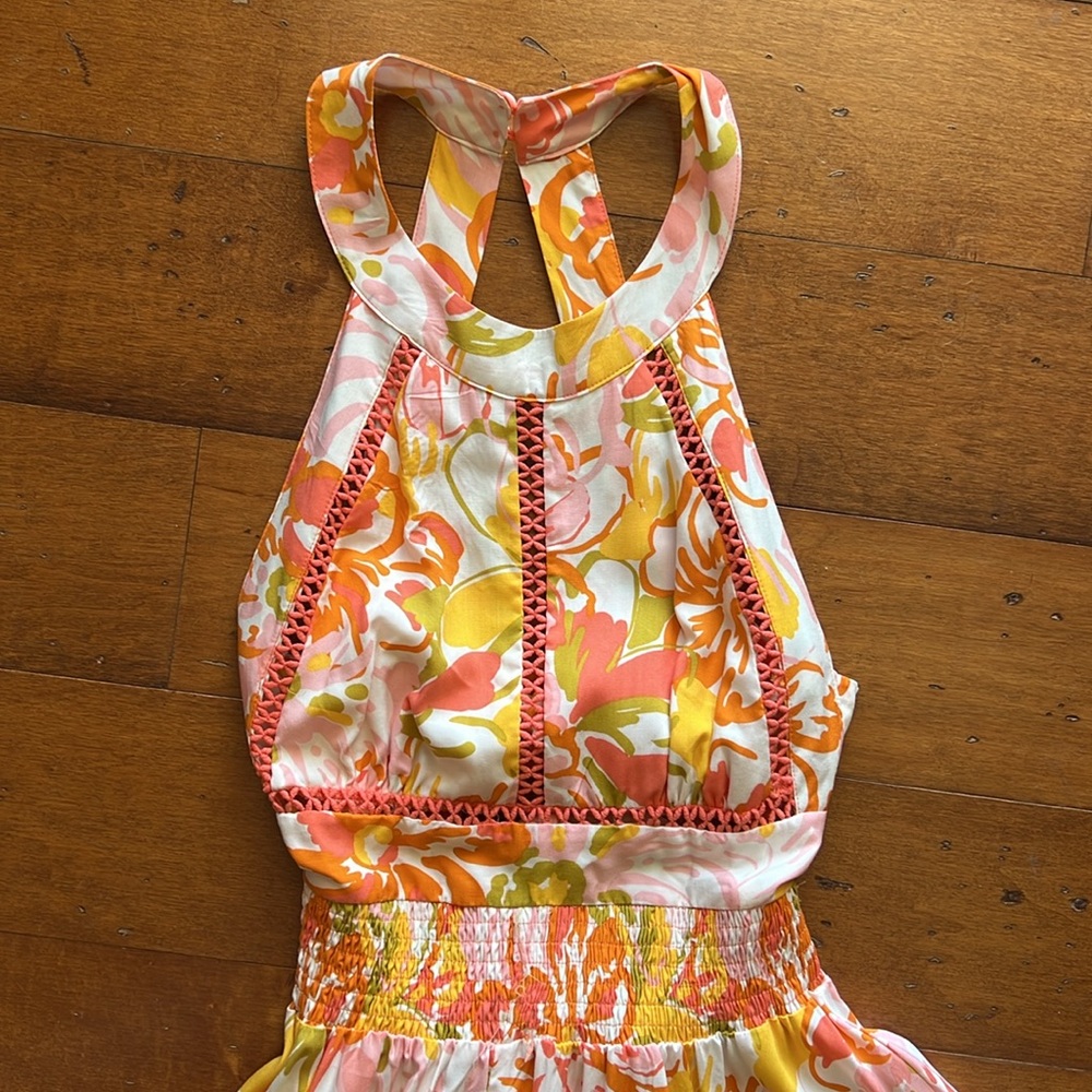 NWT Anthropologie Abel The Label Rumi Coral/Yellow Halter Neck Maxi Size Small - Picture 8 of 14